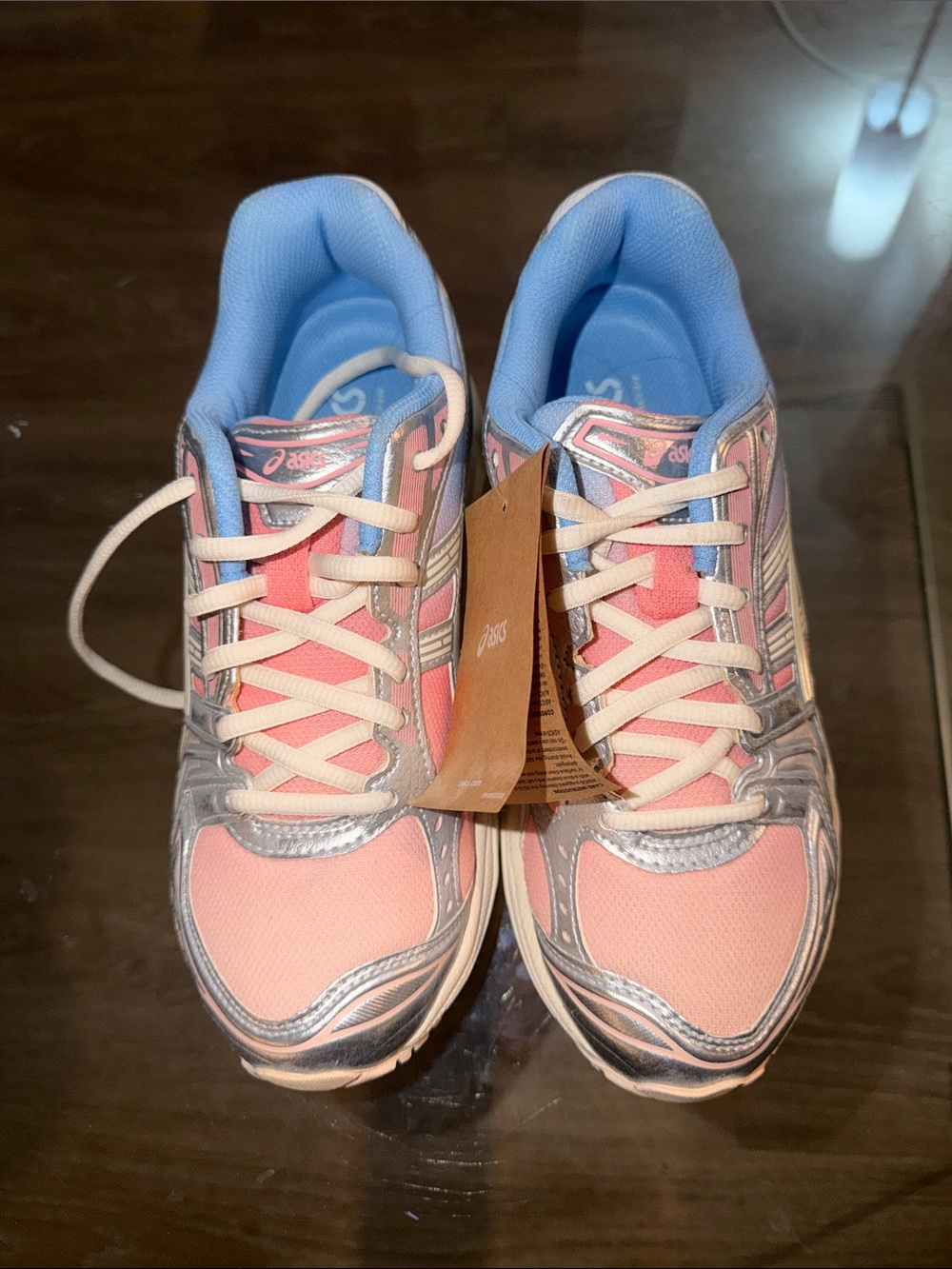 ASICS Women's Pink and Light Blue Running Shoes